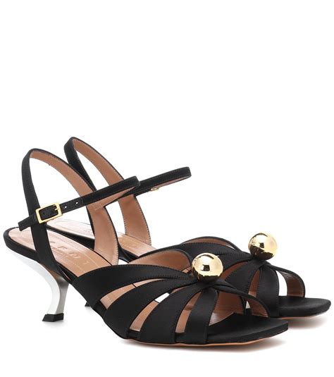 Black Satin Sandals 